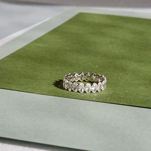 espere 7 1/2 ctw Oval Cut CZ Eternity Ring | Womens Wedding Band - Picture 6 of 6